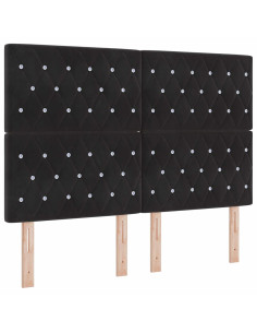 Letto a Sorgente LED con materasso Nero 140 x 200 cm Velluto 2