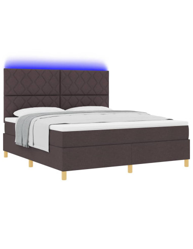 Letto a Sorgente LED Marrone Scuro 180 x 200 cm Tessuto