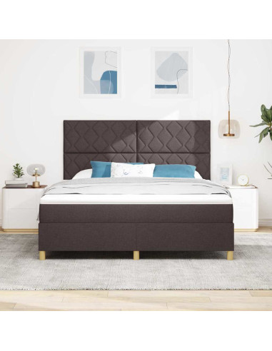 Letto a Sorgente LED Marrone Scuro 180 x 200 cm Tessuto