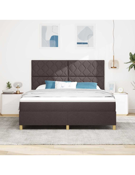 Letto a Sorgente LED Marrone Scuro 180 x 200 cm Tessuto