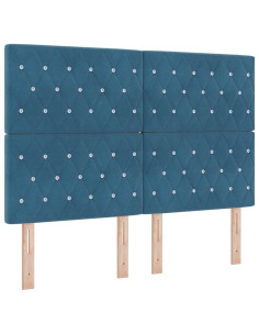 Letto a Sorgente LED Blu Scuro 160 x 200 cm Velluto 2