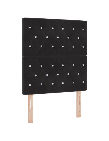 Letto a Sorgente LED con materasso Nero 80 x 200 cm Velluto
