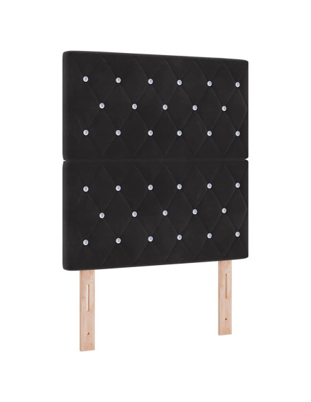 Letto a Sorgente LED con materasso Nero 80 x 200 cm Velluto