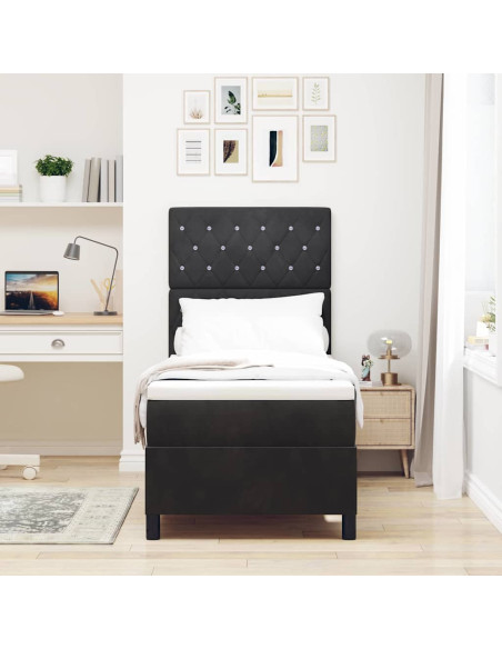 Letto a Sorgente LED con materasso Nero 80 x 200 cm Velluto