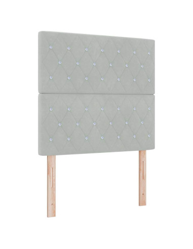 Letto a Sorgente LED Grigio chiaro 90 x 200 cm Velluto