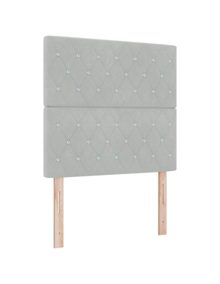 Letto a Sorgente LED Grigio chiaro 90 x 200 cm Velluto