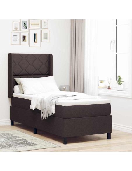 Letto a molle con cuscino Marrone Scuro 200 x 80 cm Tessuto