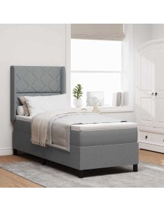 Letto a molle con cuscino Grigio chiaro 190 x 90 cm Tessuto