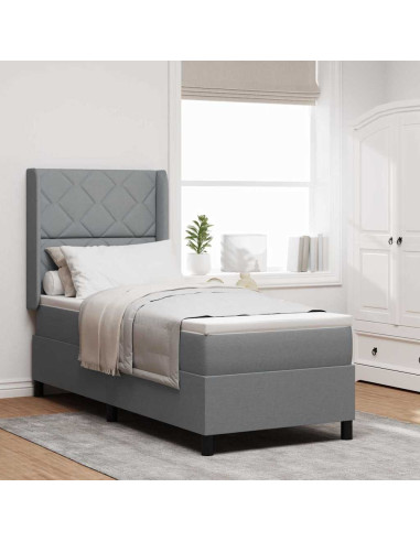Letto a molle con cuscino Grigio chiaro 190 x 90 cm Tessuto