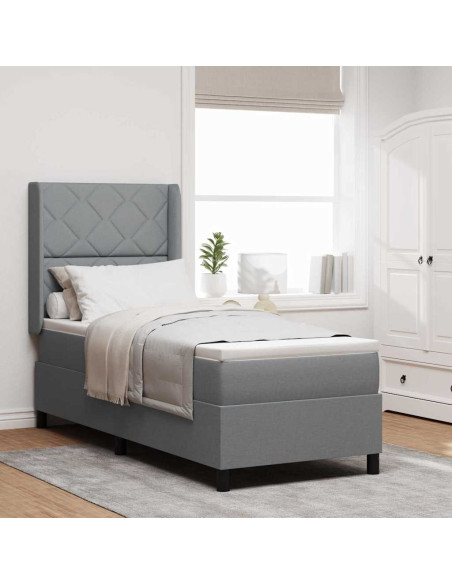 Letto a molle con cuscino Grigio chiaro 190 x 90 cm Tessuto