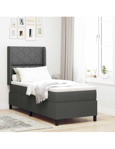 Letto a molle con cuscino Grigio scuro 190 x 90 cm Tessuto