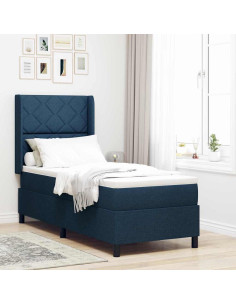 Letto a molle con cuscino con testiera Blu 190 x 90 cm Tessuto