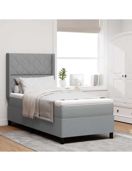 Letto a molle con cuscino Grigio chiaro 200 x 90 cm Tessuto