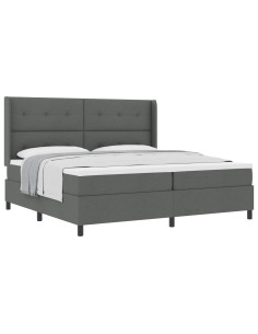 Letto a molle con cuscino Grigio scuro 200 x 200 cm Tessuto 2