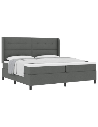 Letto a molle con cuscino Grigio scuro 200 x 200 cm Tessuto