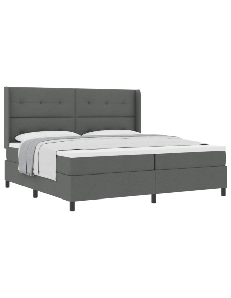 Letto a molle con cuscino Grigio scuro 200 x 200 cm Tessuto