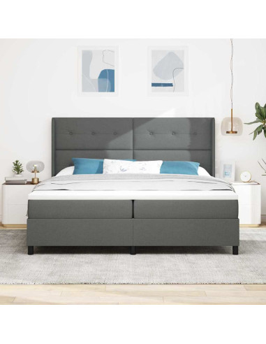 Letto a molle con cuscino Grigio scuro 200 x 200 cm Tessuto