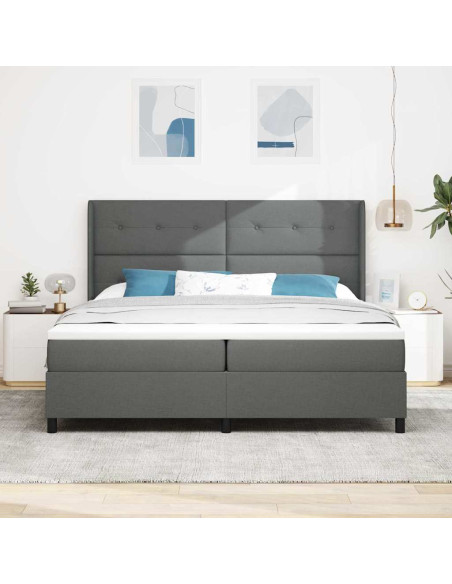 Letto a molle con cuscino Grigio scuro 200 x 200 cm Tessuto