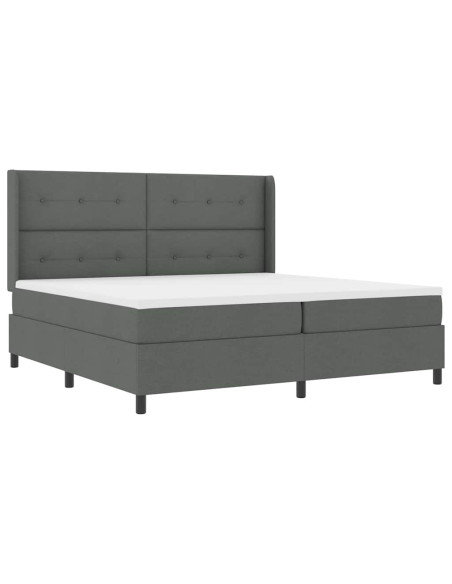 Letto a molle con cuscino Grigio scuro 200 x 200 cm Tessuto