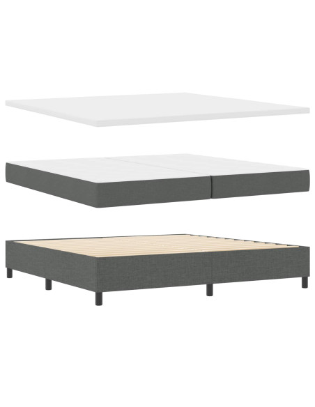 Letto a molle con cuscino Grigio scuro 200 x 200 cm Tessuto