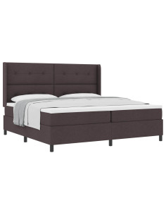 Letto a molle con cuscino Marrone Scuro 200 x 200 cm Tessuto 2