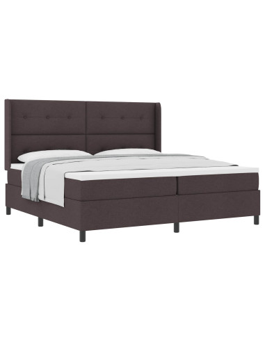 Letto a molle con cuscino Marrone Scuro 200 x 200 cm Tessuto