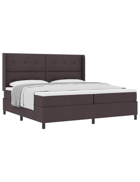 Letto a molle con cuscino Marrone Scuro 200 x 200 cm Tessuto