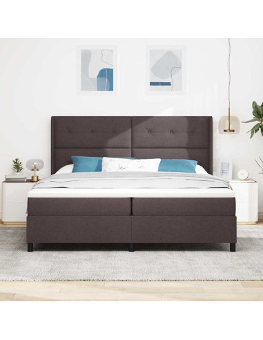 Letto a molle con cuscino Marrone Scuro 200 x 200 cm Tessuto