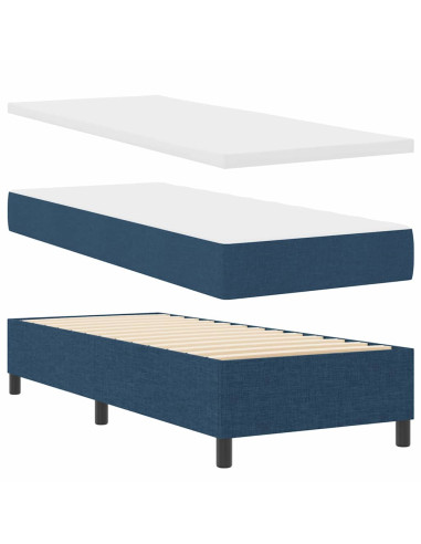 Letto a molle con cuscino con testiera Blu 200 x 80 cm Tessuto