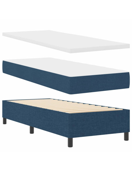 Letto a molle con cuscino con testiera Blu 200 x 80 cm Tessuto