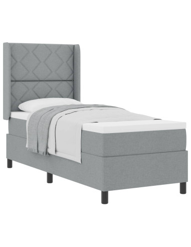 Letto a molle con cuscino Grigio chiaro 190 x 90 cm Tessuto