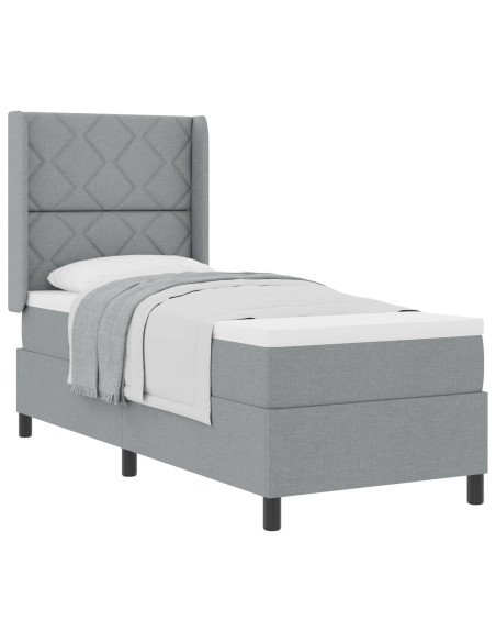 Letto a molle con cuscino Grigio chiaro 190 x 90 cm Tessuto
