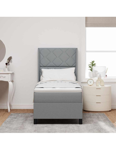 Letto a molle con cuscino Grigio chiaro 190 x 90 cm Tessuto