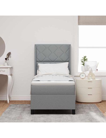 Letto a molle con cuscino Grigio chiaro 190 x 90 cm Tessuto