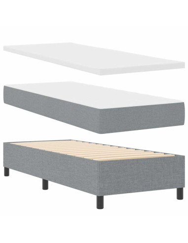 Letto a molle con cuscino Grigio chiaro 190 x 90 cm Tessuto