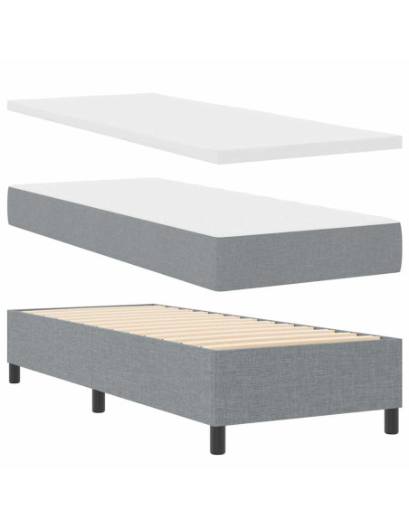 Letto a molle con cuscino Grigio chiaro 190 x 90 cm Tessuto