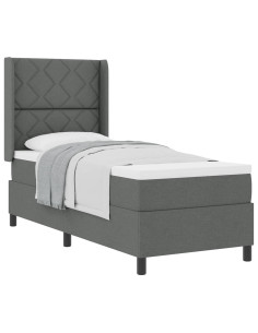 Letto a molle con cuscino Grigio scuro 190 x 90 cm Tessuto 2