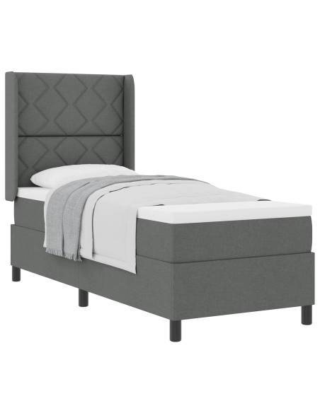 Letto a molle con cuscino Grigio scuro 190 x 90 cm Tessuto