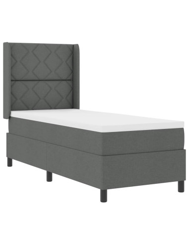 Letto a molle con cuscino Grigio scuro 190 x 90 cm Tessuto