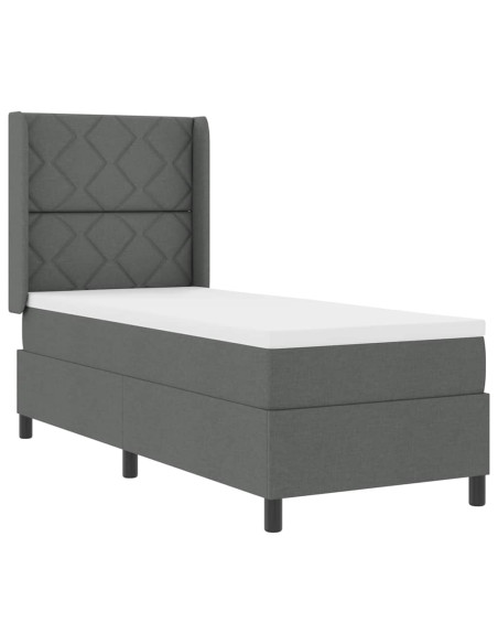 Letto a molle con cuscino Grigio scuro 190 x 90 cm Tessuto