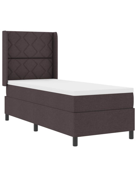 Letto a molle con cuscino Marrone Scuro 190 x 90 cm Tessuto