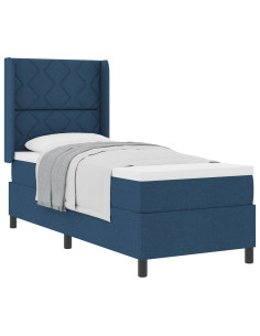 Letto a molle con cuscino con testiera Blu 190 x 90 cm Tessuto 2