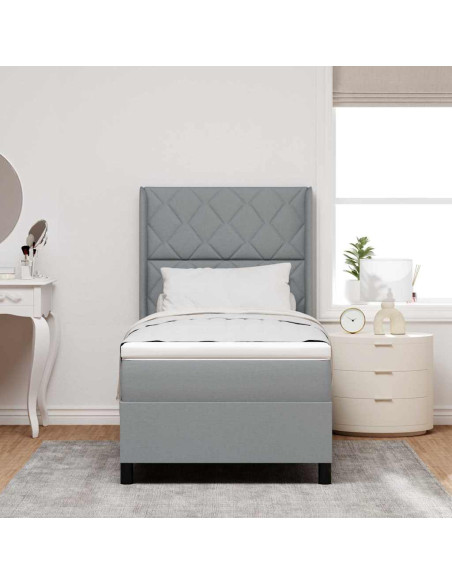 Letto a molle con cuscino Grigio chiaro 200 x 90 cm Tessuto