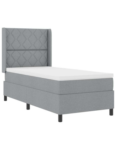 Letto a molle con cuscino Grigio chiaro 200 x 90 cm Tessuto