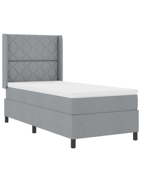 Letto a molle con cuscino Grigio chiaro 200 x 90 cm Tessuto
