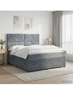 Letto Box Spring LED con Materasso Grigio Scuro 160 x 200 cm