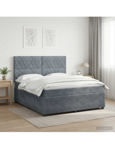 Letto Box Spring LED con Materasso Grigio Scuro 180 x 200 cm