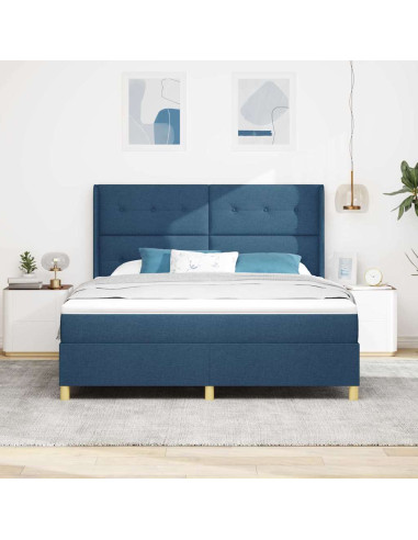Letto a molle con testiera Blu 180 x 200 cm Tessuto