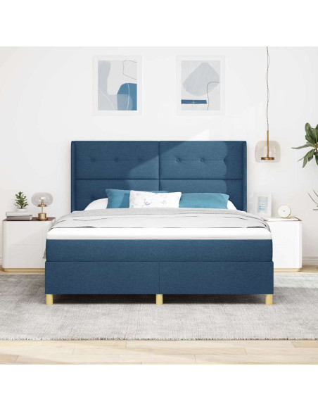 Letto a molle con testiera Blu 180 x 200 cm Tessuto