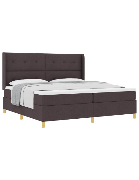 Letto a molle con testiera Marrone Scuro 200 x 200 cm Tessuto